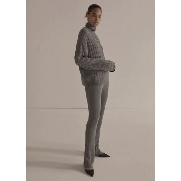 💕FAVORITE DAUGHTER💕 Masha Cable Knit Turtleneck Sweater Storm Cloud Grey L NWT - Picture 5 of 16